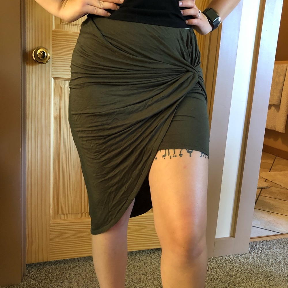 Army Green ruched Skirt